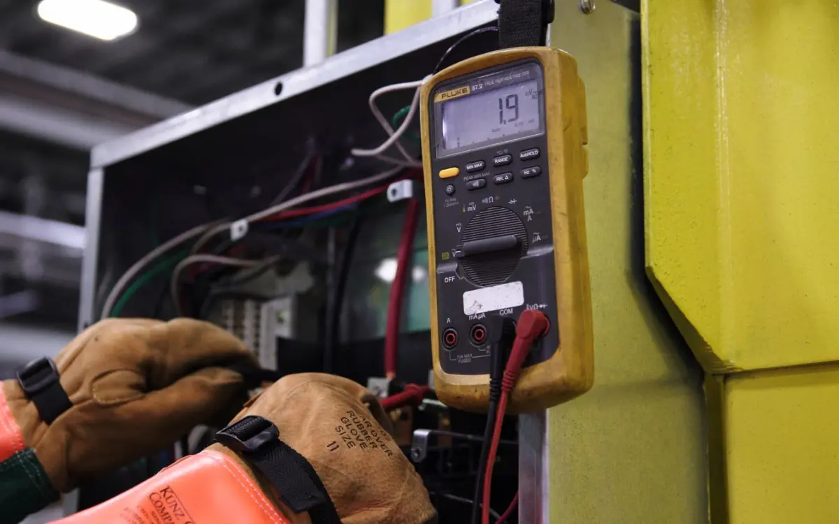 Multimeter readings during a generator load test