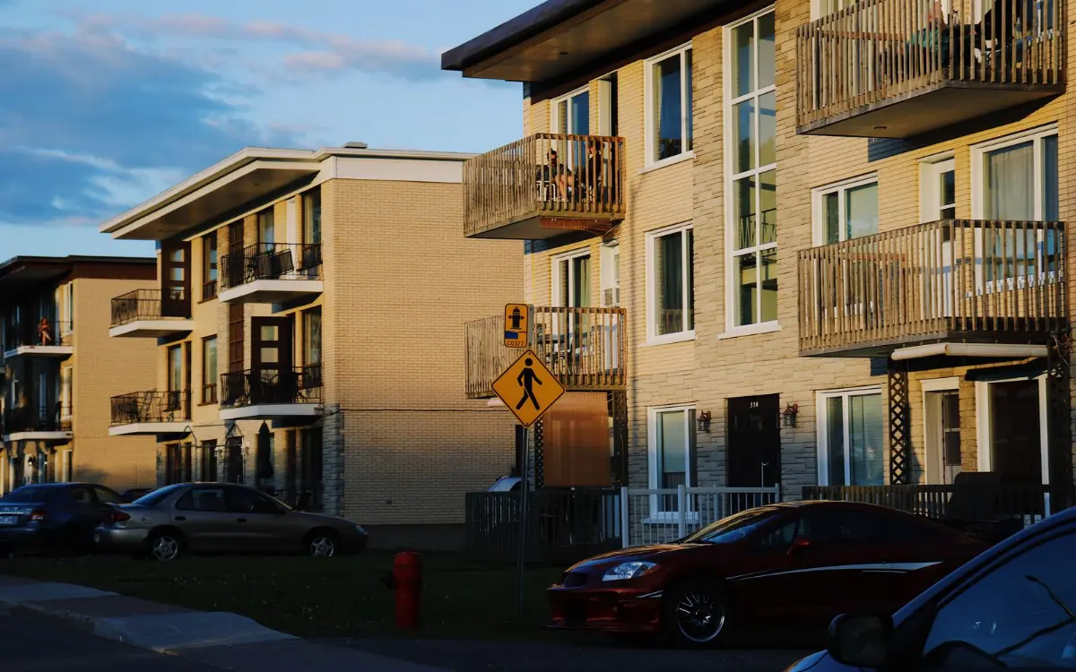 Low-rise apartment homes on a Fraser Valley street, typical of Clearbrook stratas