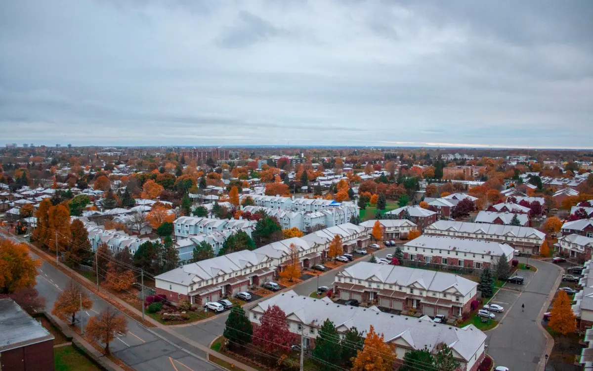 Townhome rows and streets from above, typical of the U District